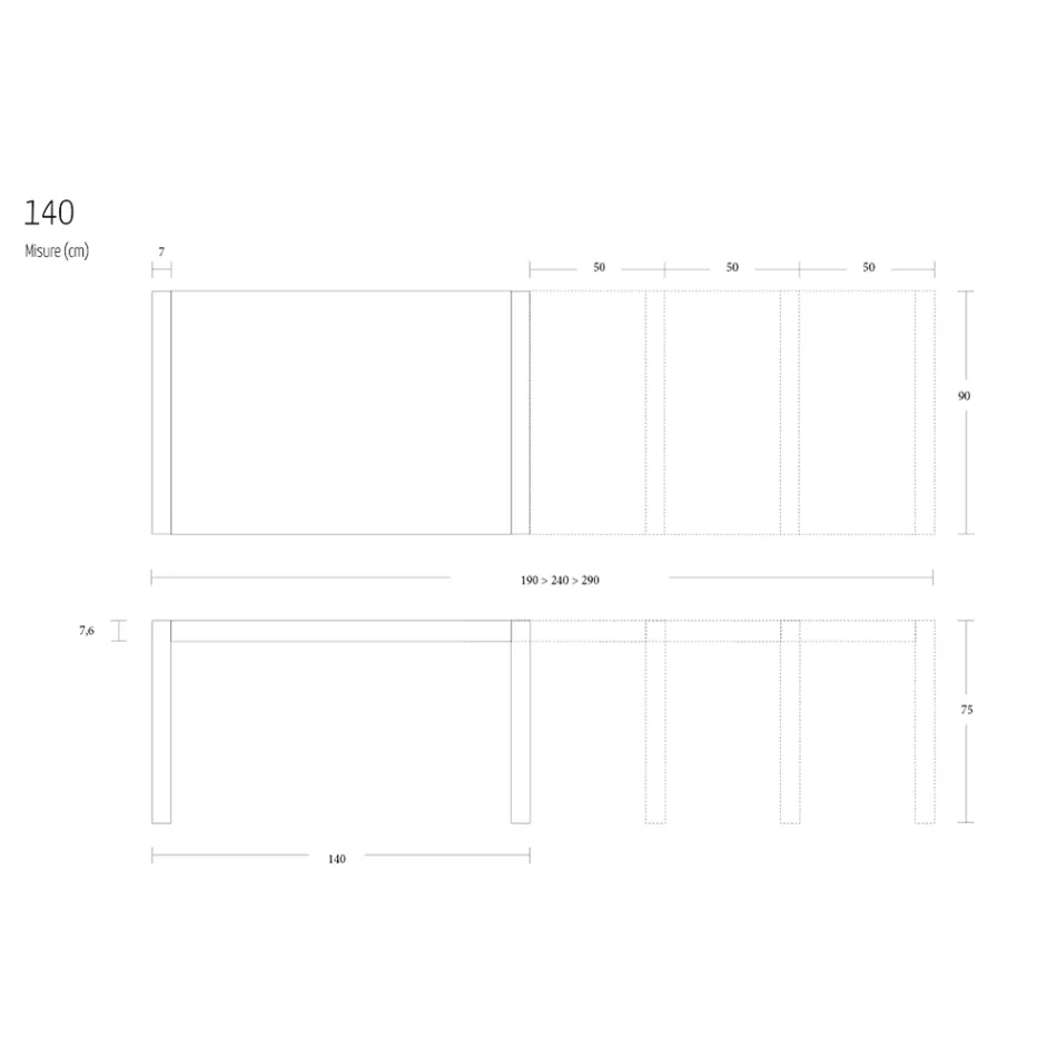 Mesa de Comedor de Metal Extensible a 310 cm Made in Italy - Euclide viadurini