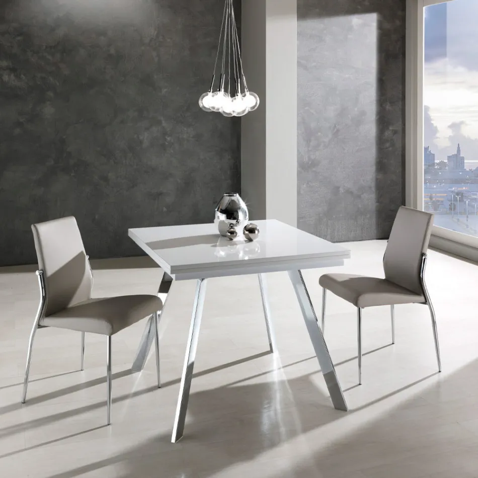 Mesa de comedor plegable extensible en MDF y metal - Arsénico viadurini