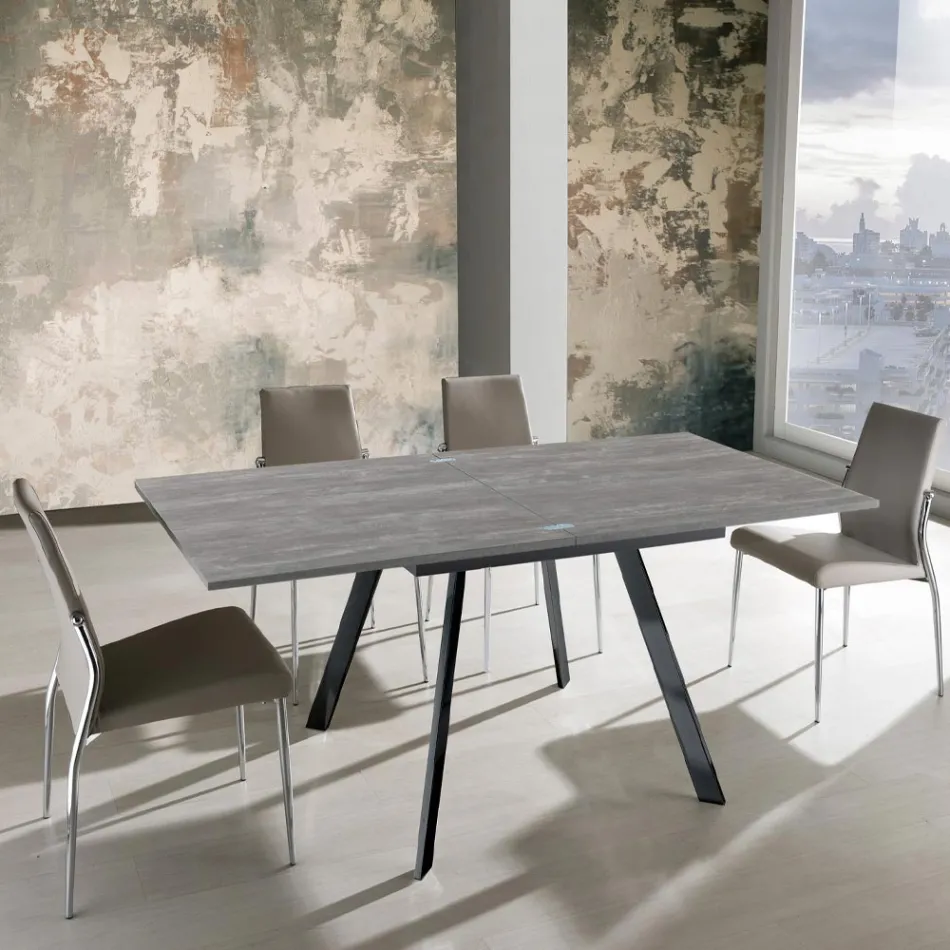 Mesa de comedor plegable extensible en MDF y metal - Arsénico viadurini