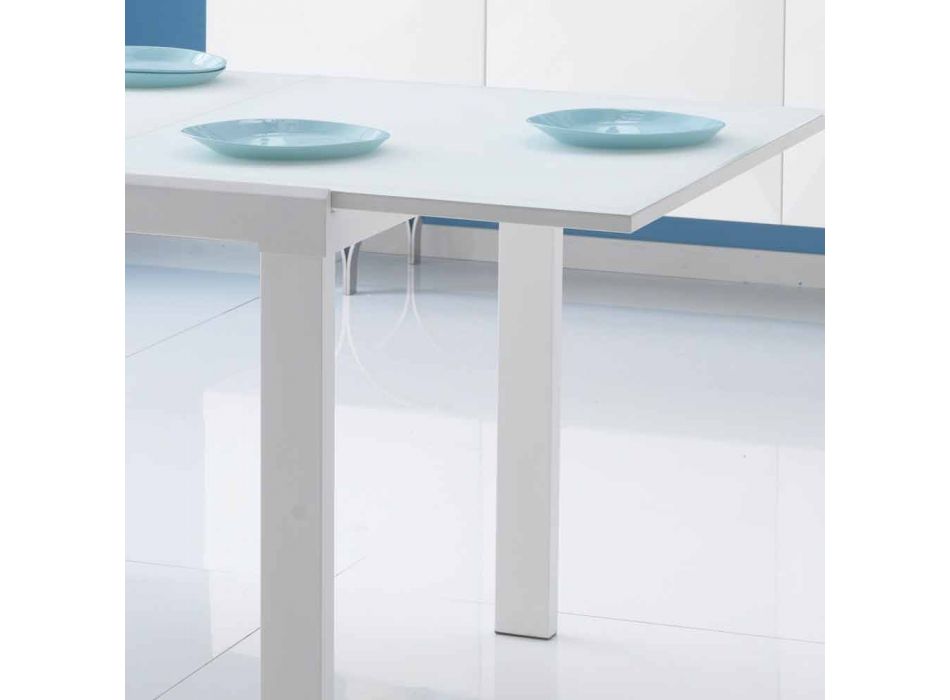 mesa de comedor extensible con tapa de cristal Teo viadurini