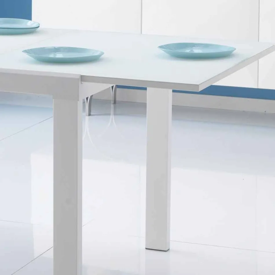 mesa de comedor extensible con tapa de cristal Teo viadurini
