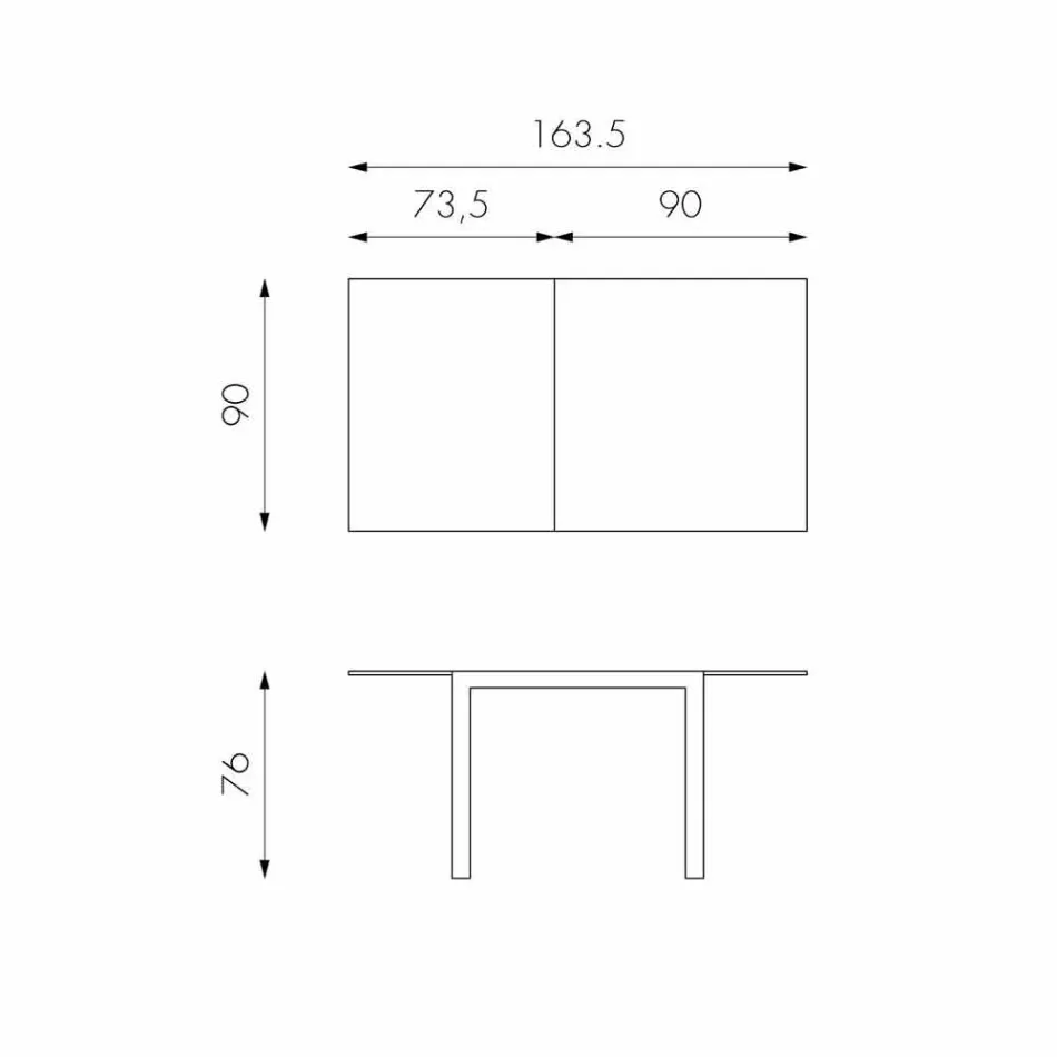 Mesa de comedor extensible con tapa de vidrio Teo viadurini
