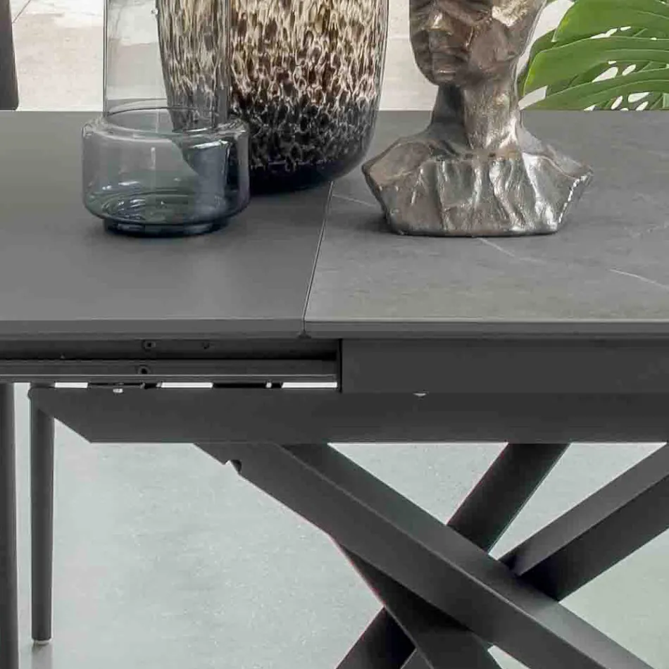 Mesa de comedor extensible con estructura de metal fabricada en Italia - Elástica viadurini