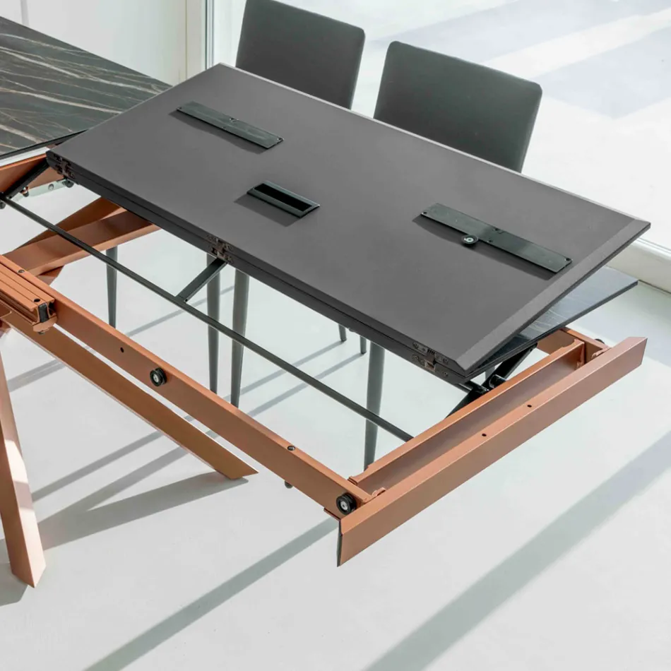 Mesa de comedor extensible con estructura de metal fabricada en Italia - Elástica viadurini