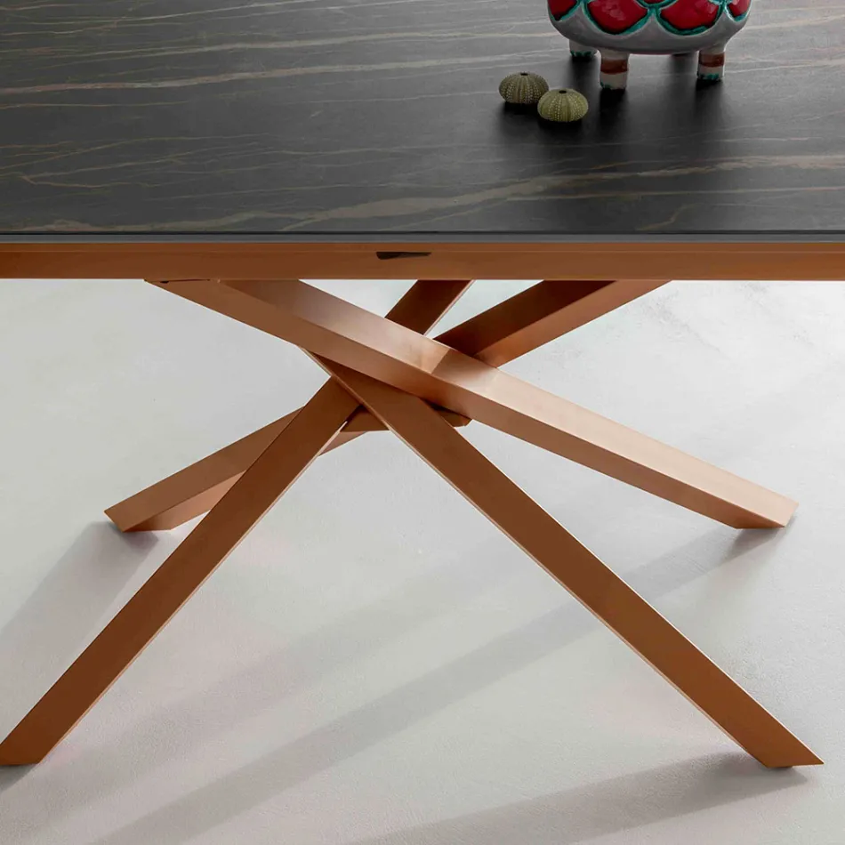 Mesa de comedor extensible con estructura de metal fabricada en Italia - Elástica viadurini