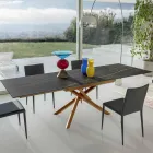 Mesa de comedor extensible con estructura de metal fabricada en Italia - Elástica viadurini