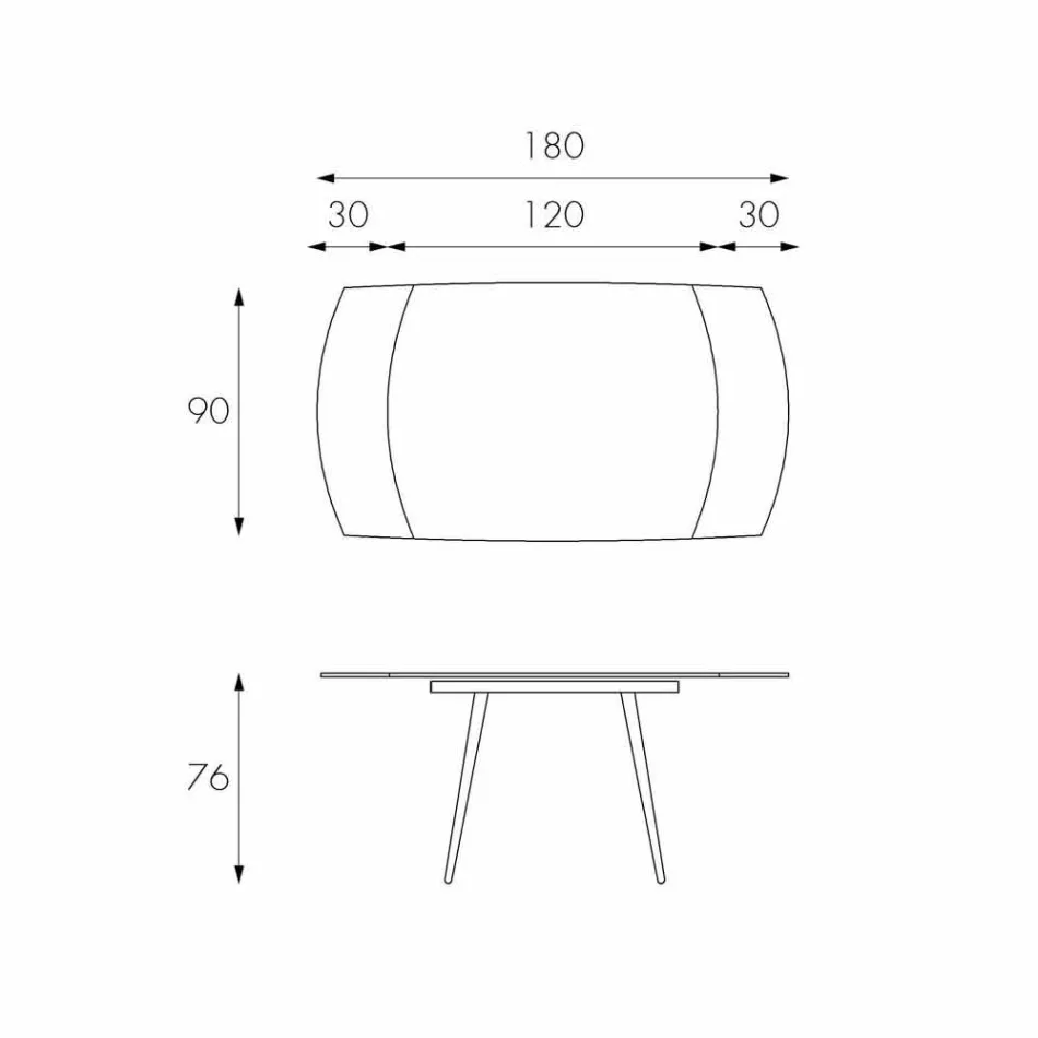Mesa de comedor extensible con tapa de vidrio New Japan viadurini