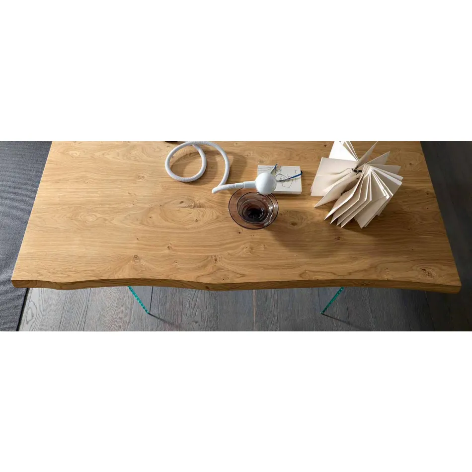 Mesa de comedor extensible hasta 280 cm en madera y vidrio Made in Italy - Focus viadurini