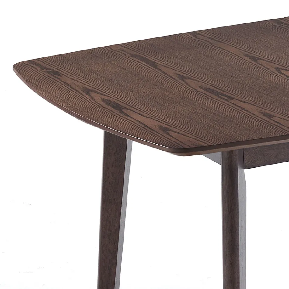 Mesa de comedor extensible hasta 150 cm en MDF y madera maciza - Decio viadurini