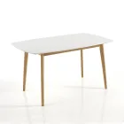 Mesa de comedor extensible hasta 150 cm en MDF y madera maciza - Decio viadurini