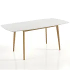 Mesa de comedor extensible hasta 150 cm en MDF y madera maciza - Decio viadurini