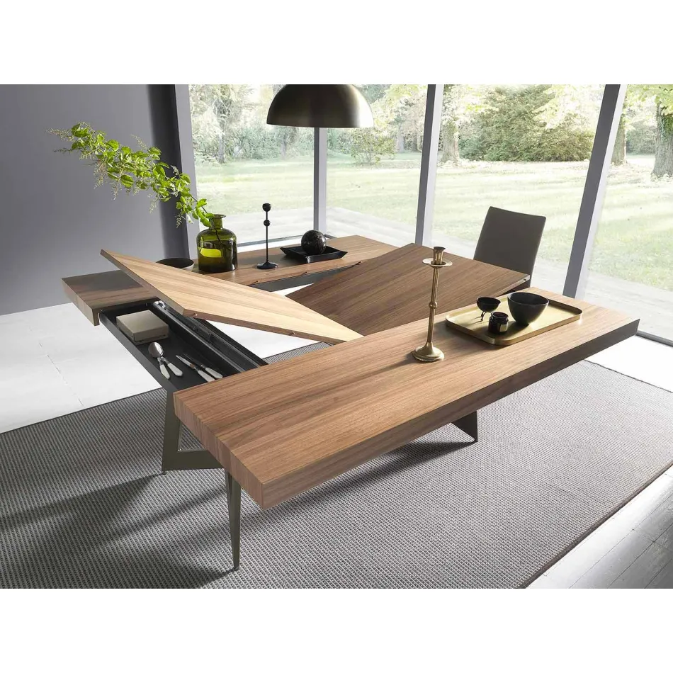 Mesa de comedor extensible hasta 160 cm en madera Made in Italy - Eugenia viadurini