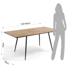 Mesa de Comedor Extensible hasta 160 cm en Mdf y Metal Negro - Crumiro viadurini