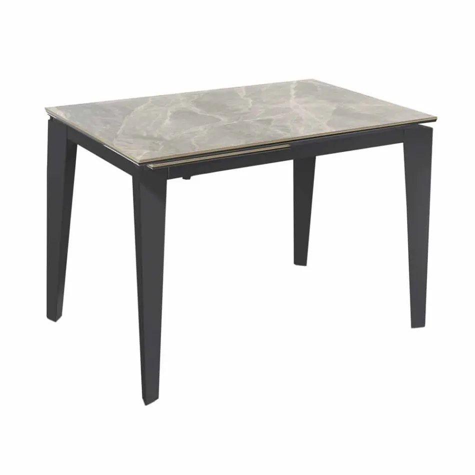 Mesa de comedor extensible hasta 170 cm en metal moderno y cerámica - Syrta viadurini