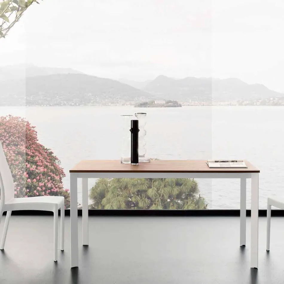 Mesa de comedor extensible hasta 230 cm en melamina Made in Italy - Platino viadurini