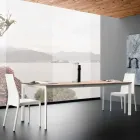 Mesa de comedor extensible hasta 230 cm en melamina Made in Italy - Platino viadurini