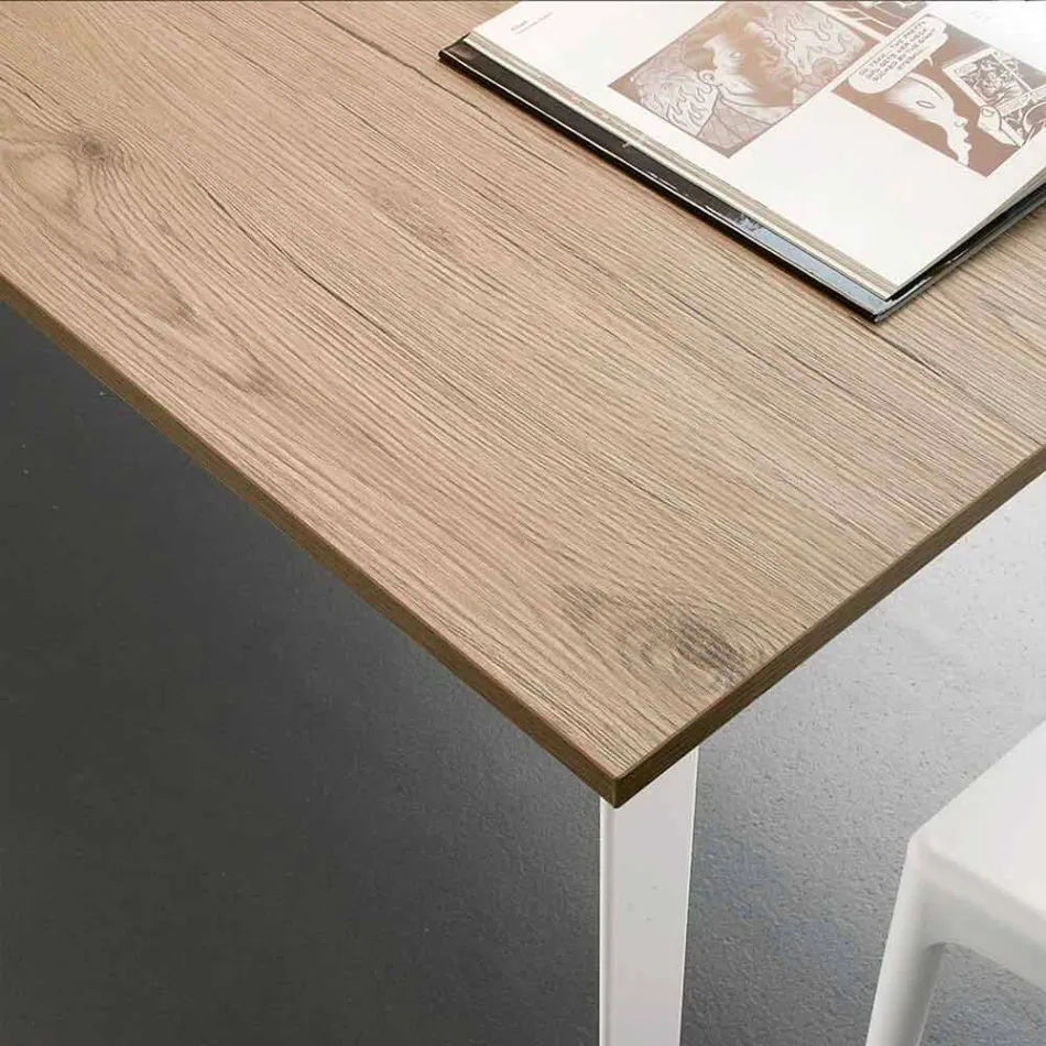 Mesa de comedor extensible hasta 230 cm en melamina Made in Italy - Platino viadurini