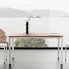 Mesa de comedor extensible hasta 230 cm en melamina Made in Italy - Platino viadurini