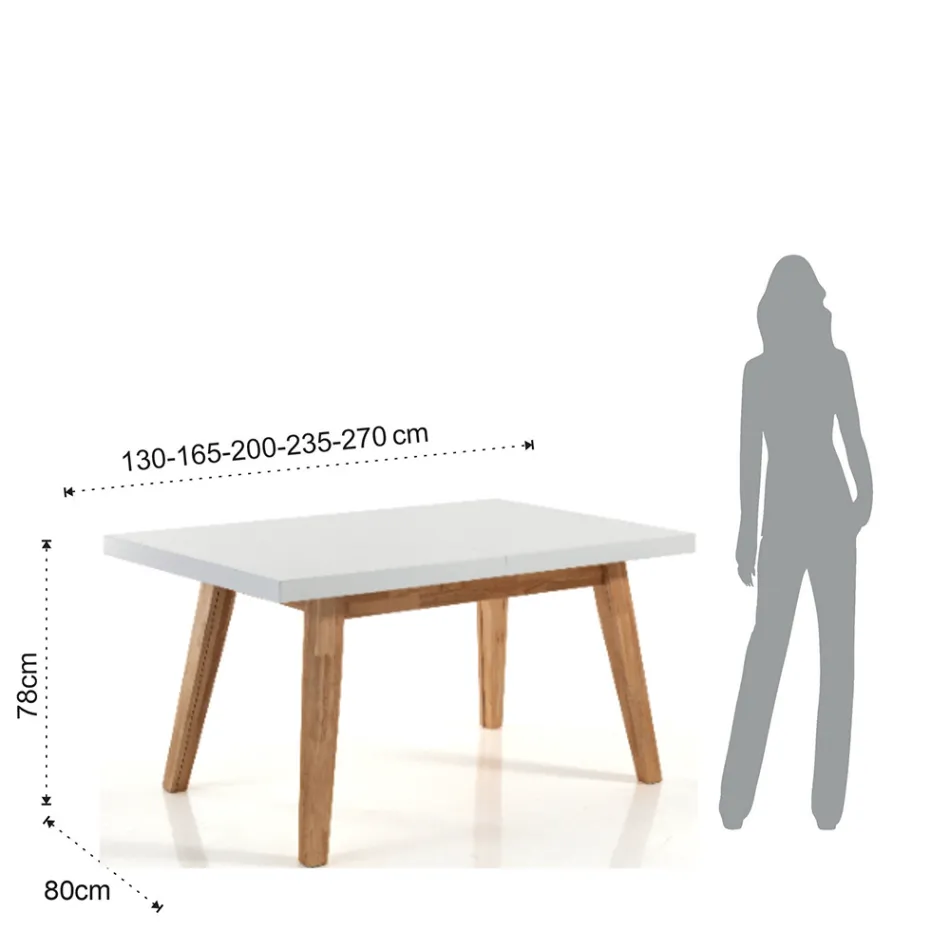 Mesa de comedor extensible hasta 235 cm en mdf lacado blanco - Fedora viadurini