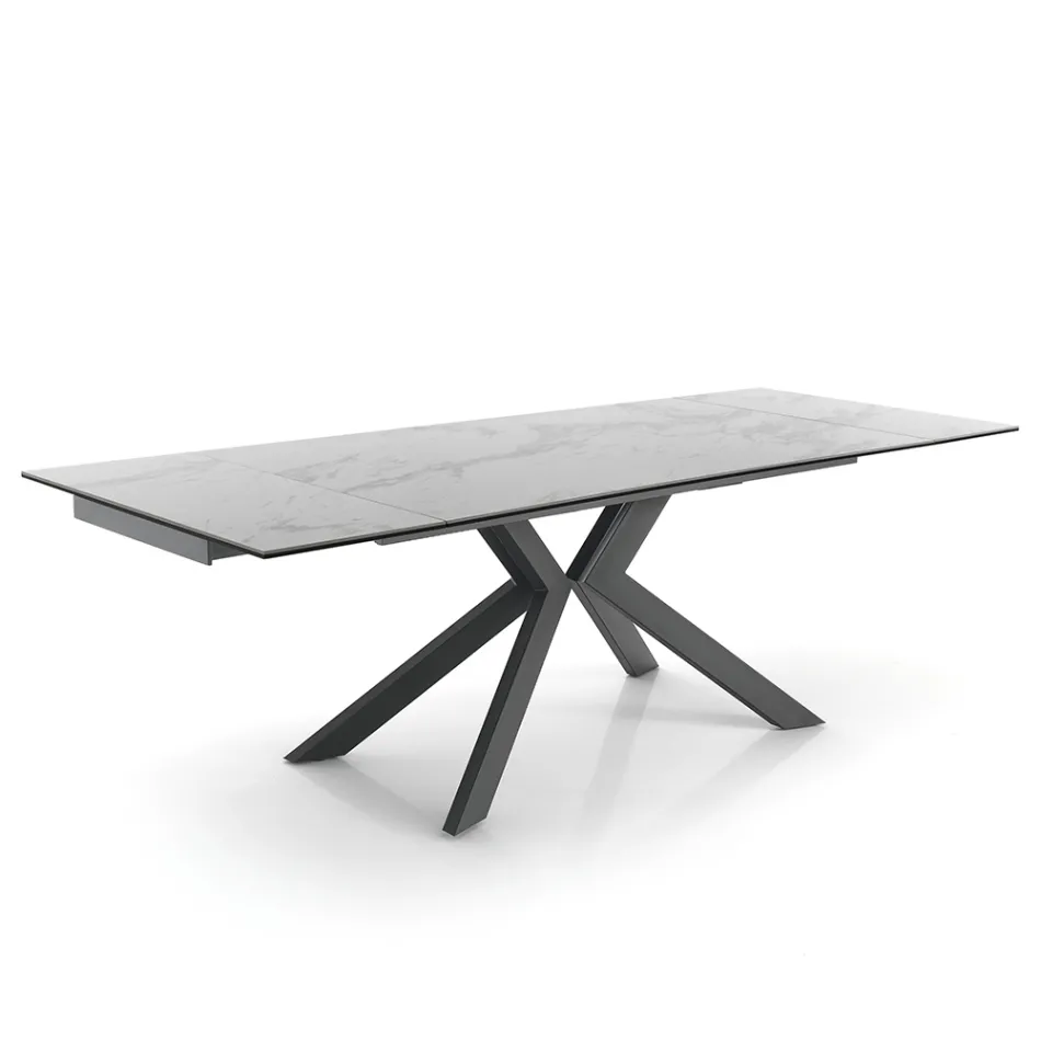 Mesa de comedor extensible hasta 240 cm en cerámica y metal - Ugo viadurini