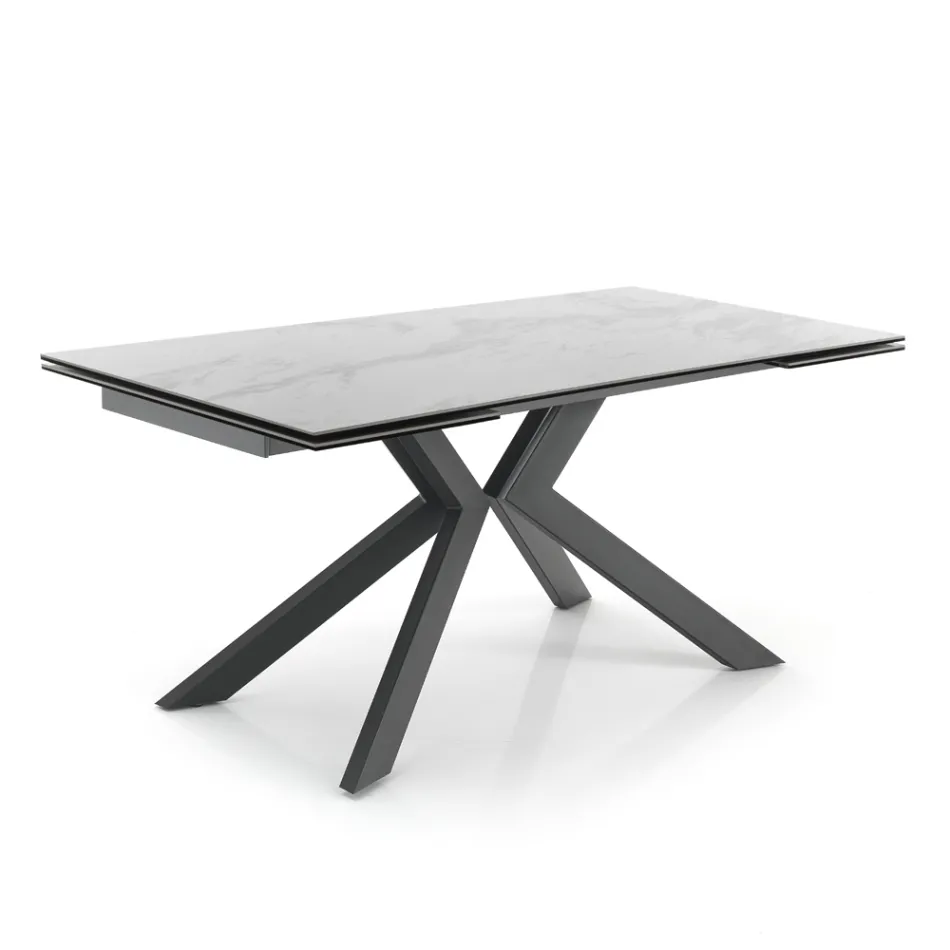 Mesa de comedor extensible hasta 240 cm en cerámica y metal - Ugo viadurini
