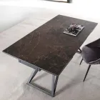 Mesa de comedor extensible hasta 240 cm en acero y vidrio cerámico - Bortolo viadurini