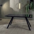 Mesa de Comedor Extensible hasta 240 cm en Vidrio Templado Negro Ahumado - Fener