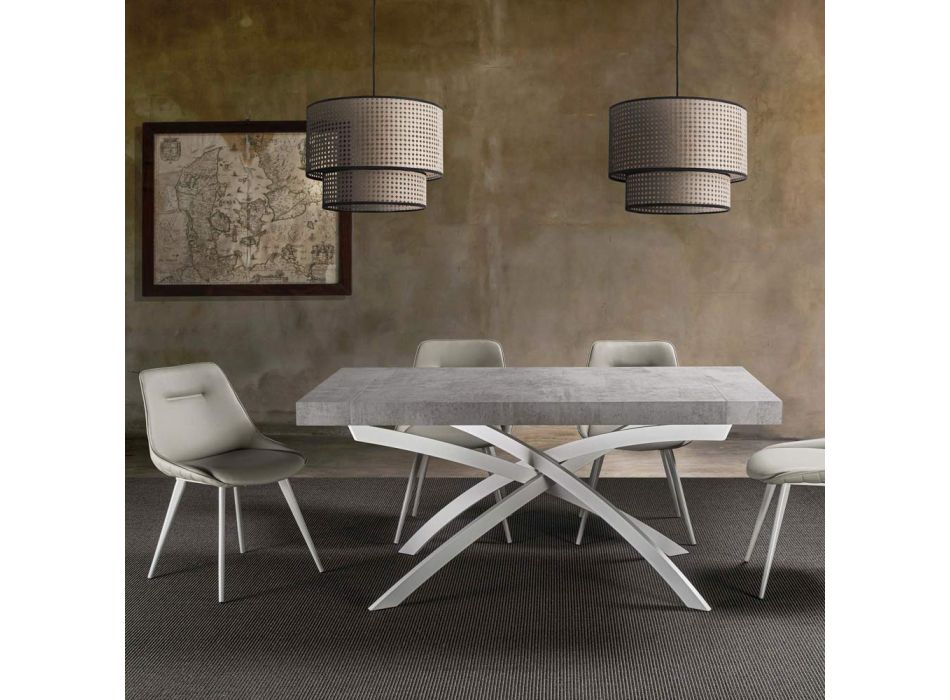 Mesa de comedor extensible hasta 260 cm en madera de melamina y metal - Lukas viadurini