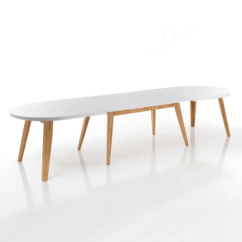 Mesa de comedor extensible hasta 270 cm en Mdf y madera maciza - Fedora viadurini