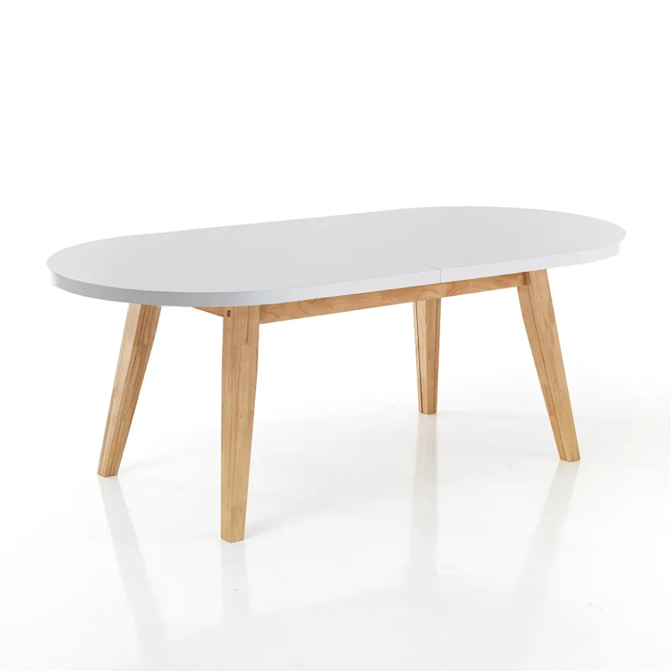 Mesa de comedor extensible hasta 270 cm en Mdf y madera maciza - Fedora viadurini
