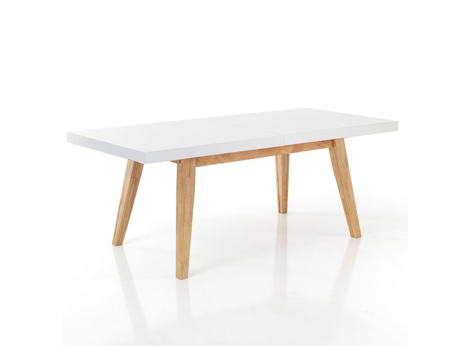 Mesa de comedor extensible hasta 315 cm en mdf y madera maciza - Paolo viadurini