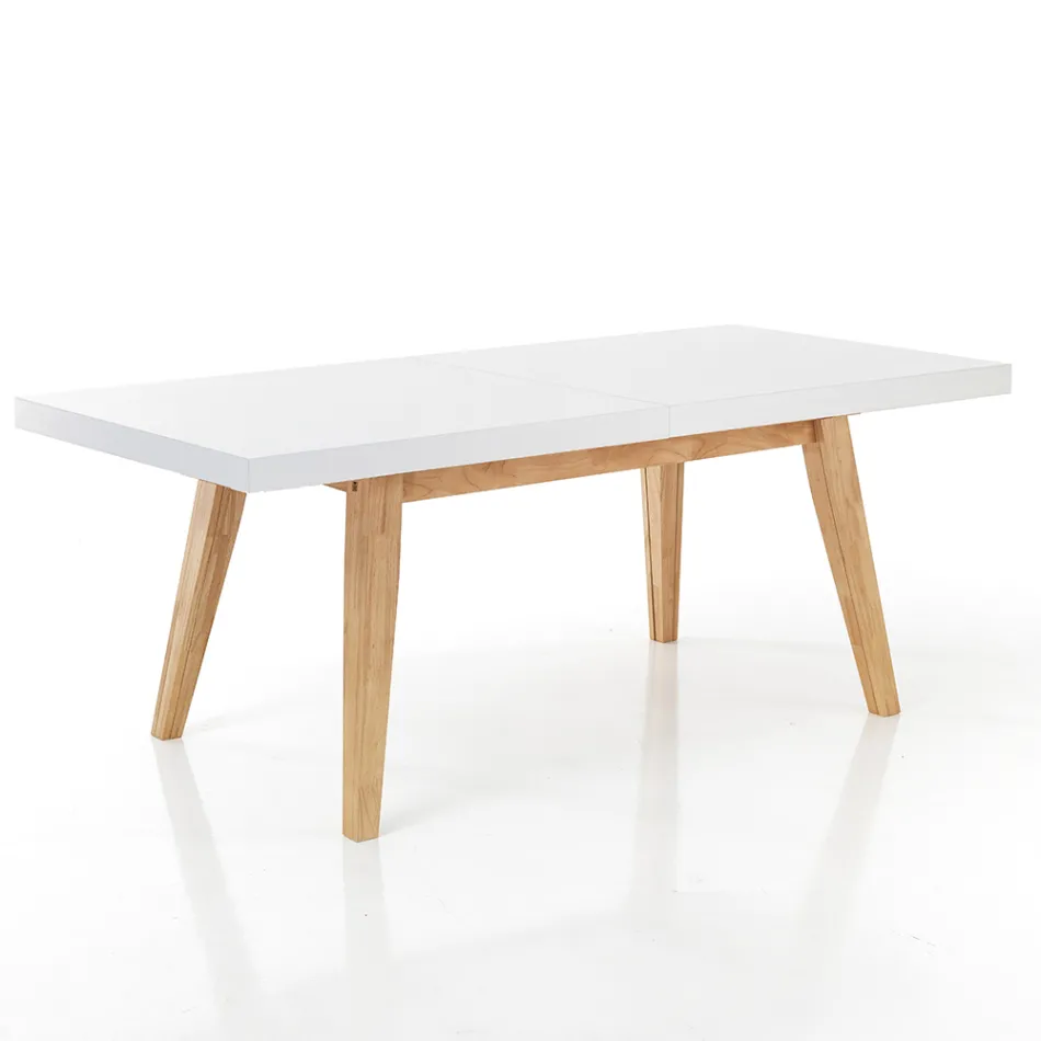 Mesa de comedor extensible hasta 315 cm en mdf y madera maciza - Paolo viadurini