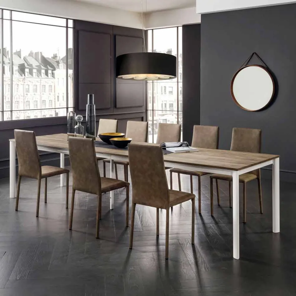 Mesa de comedor extensible hasta 334 cm efecto madera Made in Italy - Maltés viadurini