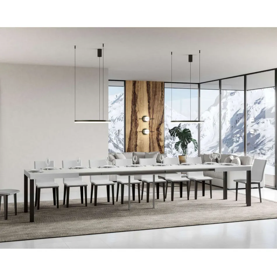 Mesa de Comedor Extensible hasta 440 cm en Madera y Hierro Made in Italy - Foxy viadurini