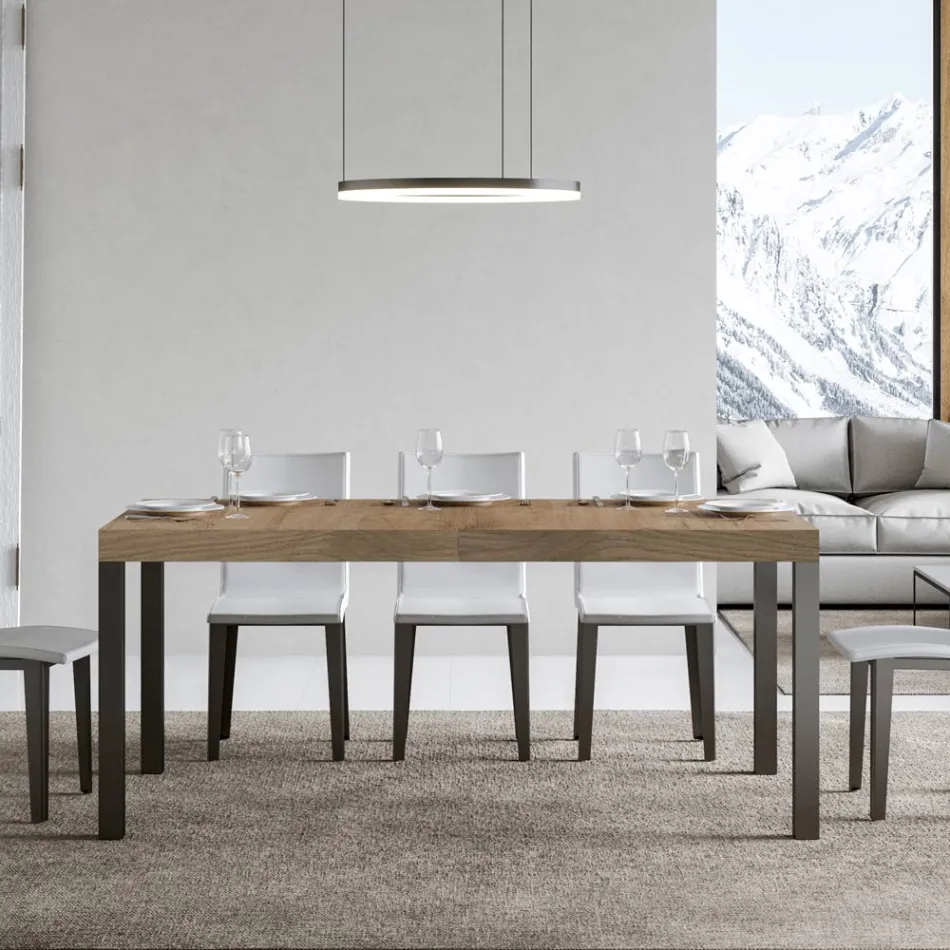 Mesa de Comedor Extensible hasta 440 cm en Madera y Hierro Made in Italy - Foxy viadurini