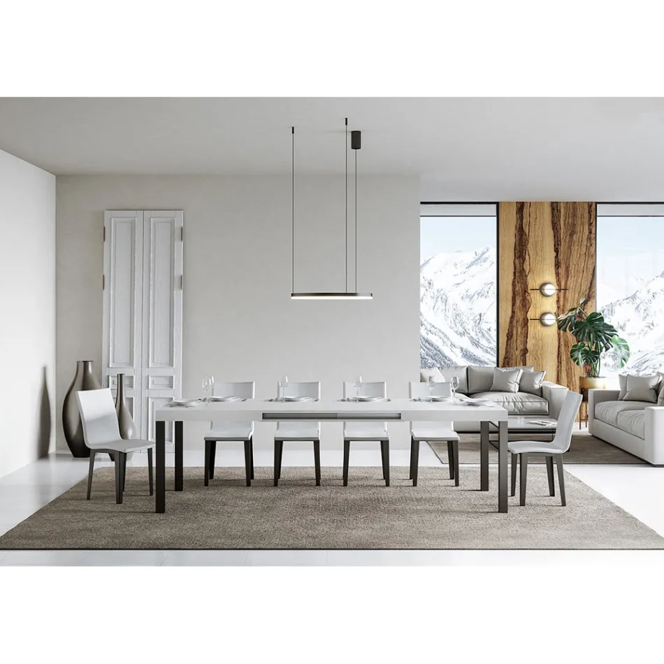 Mesa de Comedor Extensible hasta 440 cm en Madera y Hierro Made in Italy - Foxy viadurini