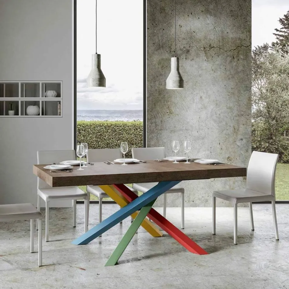 Mesa de comedor extensible hasta 440 cm con tapa de madera Made in Italy - Boan viadurini