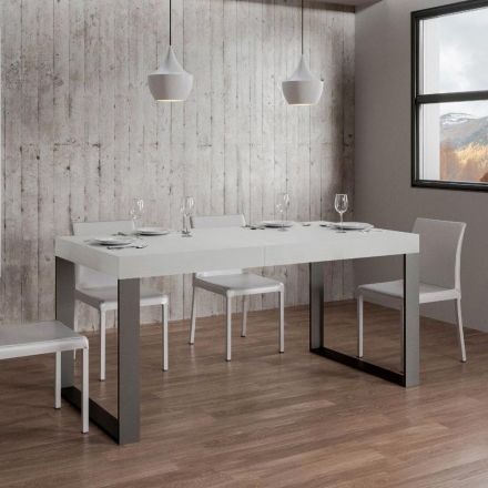 Mesa de comedor extensible en madera de melamina y hierro Made in Italy - Badesi viadurini