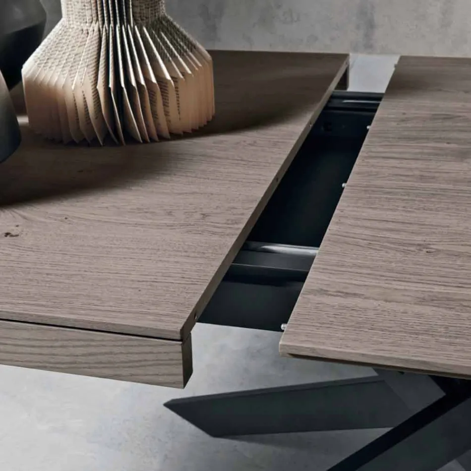 Mesa de comedor extensible en madera de roble L315cm hecha en Italia Oncino viadurini