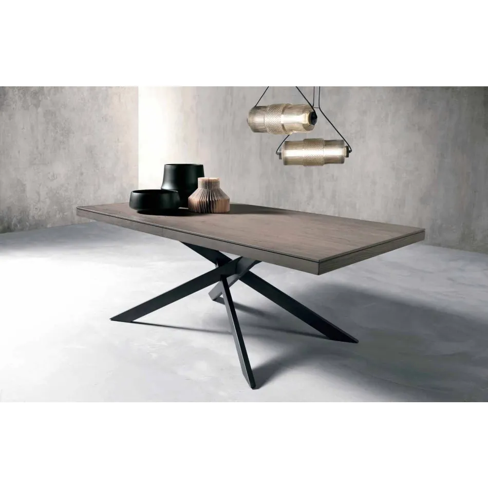 Mesa de comedor extensible en madera de roble L315cm hecha en Italia Oncino viadurini
