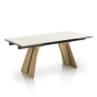 Mesa de comedor extensible en metal y vitrocerámica Made in Italy - Ania viadurini