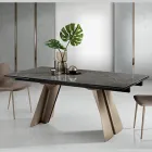 Mesa de comedor extensible en metal y vitrocerámica Made in Italy - Ania viadurini