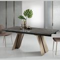 Mesa de comedor extensible en metal y vitrocerámica Made in Italy - Circe