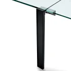 Mesa de comedor extensible de cristal extraclaro y metal, fabricada en Italia – Sopot  viadurini