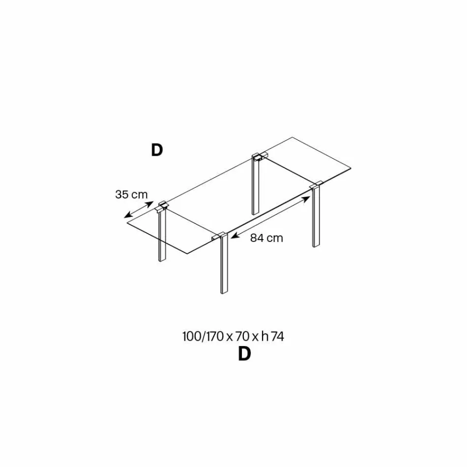Mesa de comedor extensible en vidrio extraligero y metal Made in Italy - Sopot viadurini