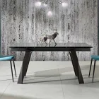 Mesa de comedor de cristal moderna extensible hecha en Italia, Azad viadurini