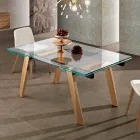 Mesa de comedor de cristal moderna extensible hecha en Italia, Azad viadurini