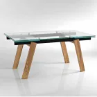Mesa de comedor de cristal moderna extensible hecha en Italia, Azad viadurini