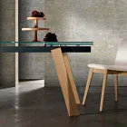 Mesa de comedor de cristal moderna extensible hecha en Italia, Azad viadurini