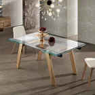Moderna mesa de comedor extensible de vidrio hecha en Italia, Azad viadurini